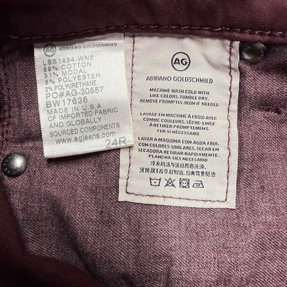 AG Adriano Goldschmied Jeans Womens 24 Burgundy Prima Crop Mid Rise Cigarette - Picture 4 of 8